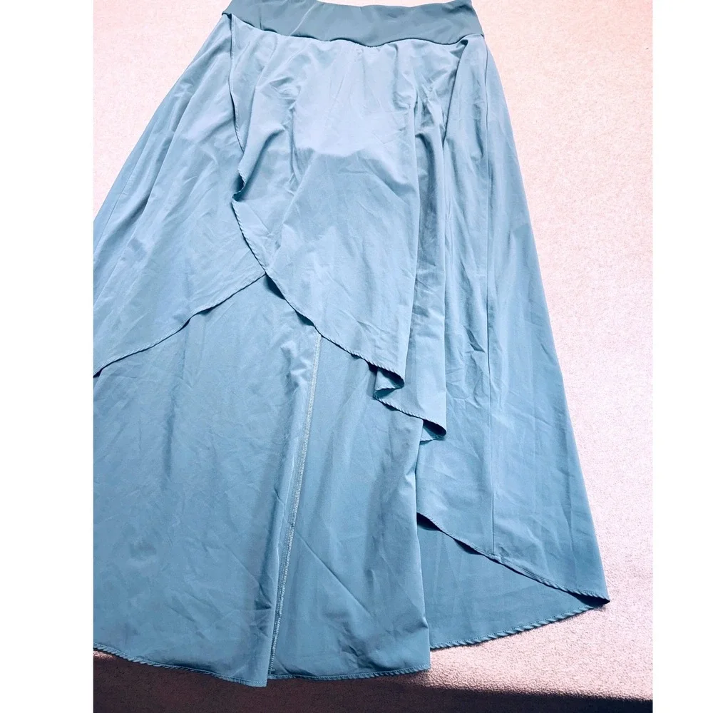 High Low Maxi Skort Womens M Blue Asymmetrical Layered Flowy Skirt Casual Light